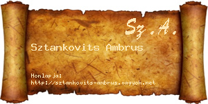 Sztankovits Ambrus névjegykártya